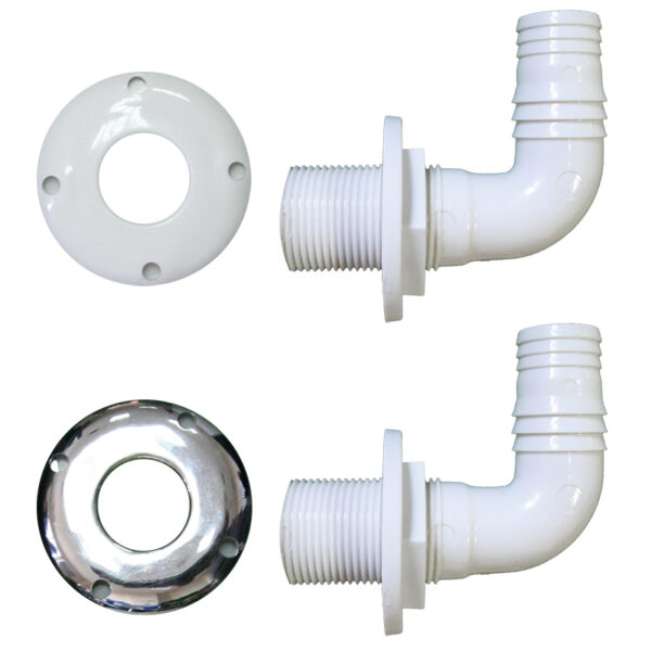 THRU-HULLS ELBOW 90 Degree with HOSE BARB and SCREW FLANGE