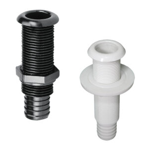 THRU-HULLS THREADED WITH STANDARD FLANGE AND HOSE BARB